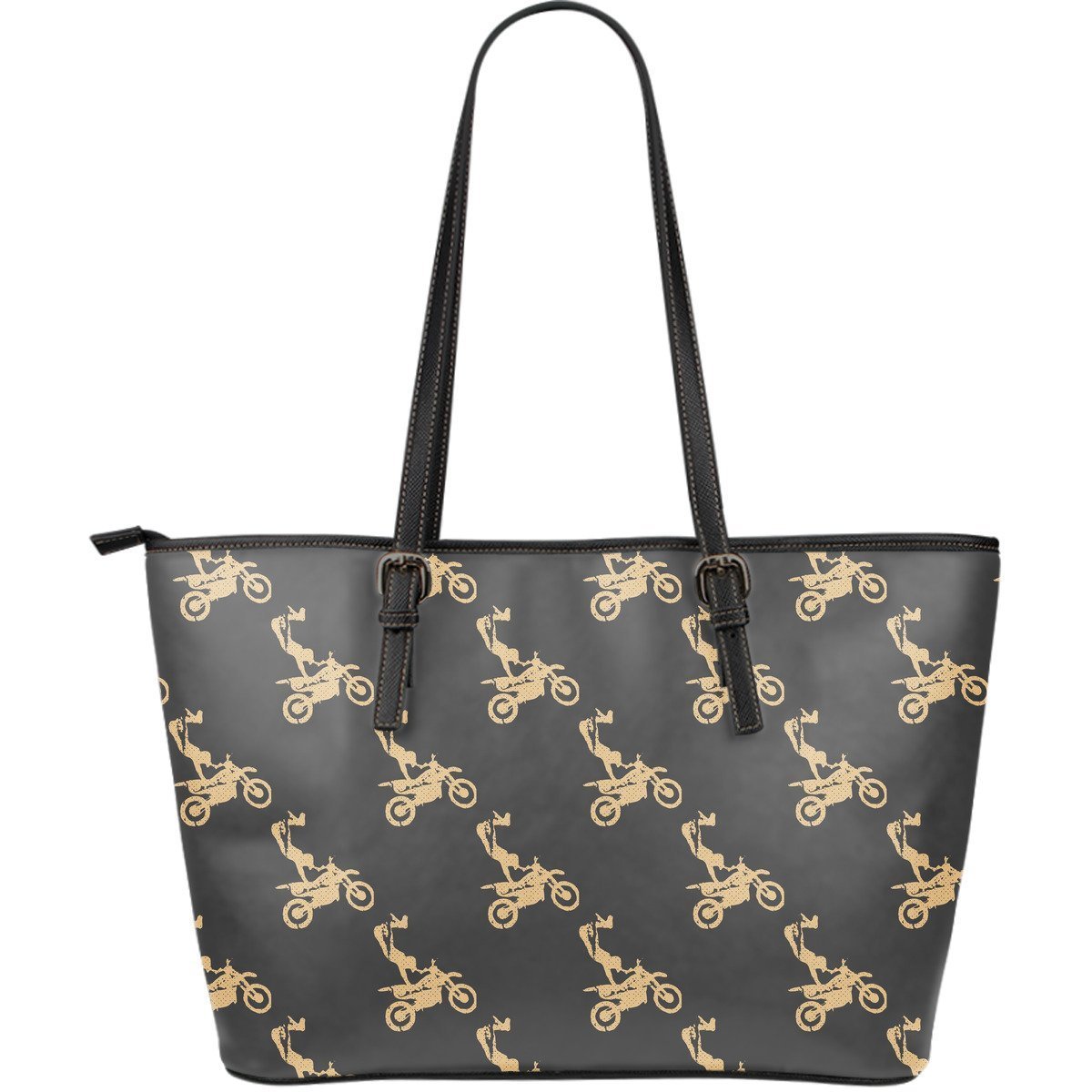 Pattern Print Motocross Leather Tote Bag-grizzshop