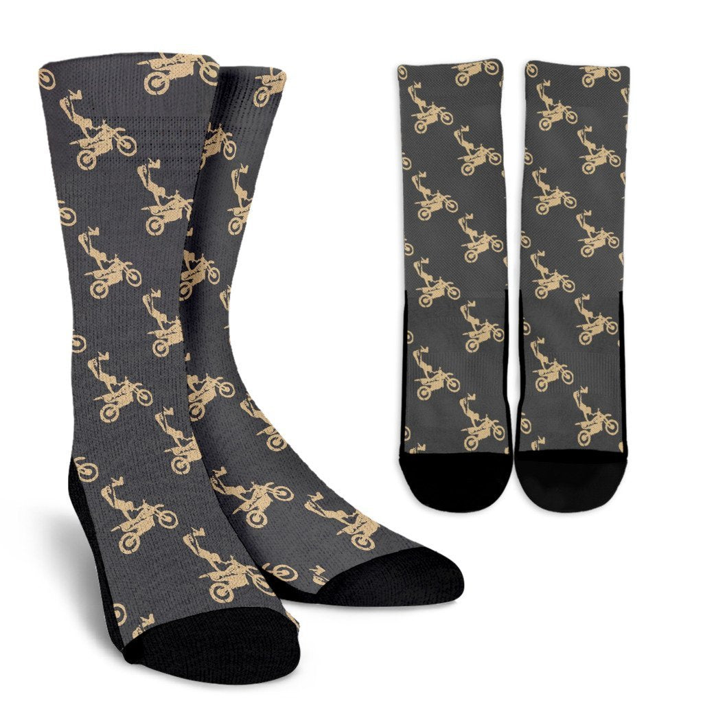 Pattern Print Motocross Unisex Crew Socks-grizzshop