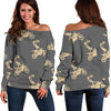 Pattern Print Motocross Women Off Shoulder Sweatshirt-grizzshop