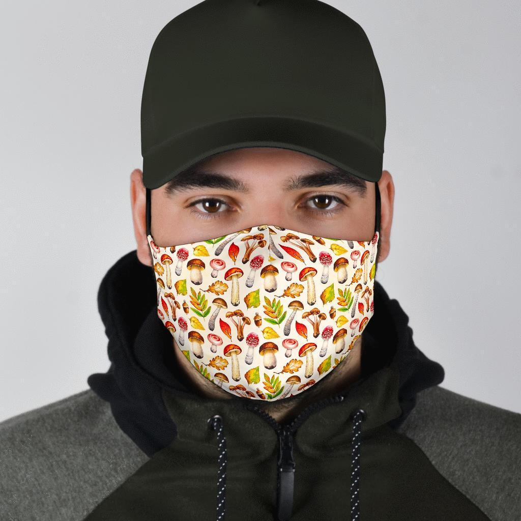 Pattern Print Mushroom Face Mask-grizzshop