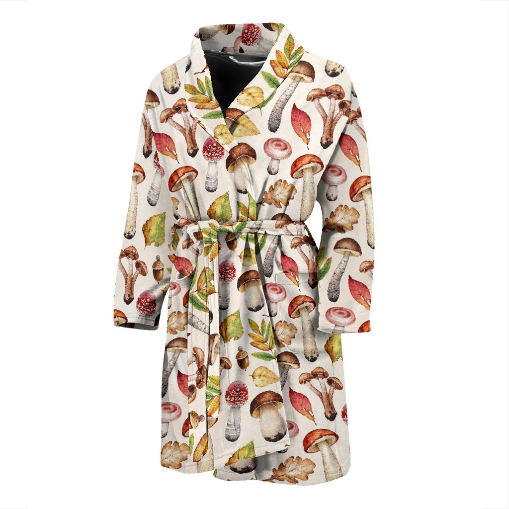 Pattern Print Mushroom Men Long Robe-grizzshop