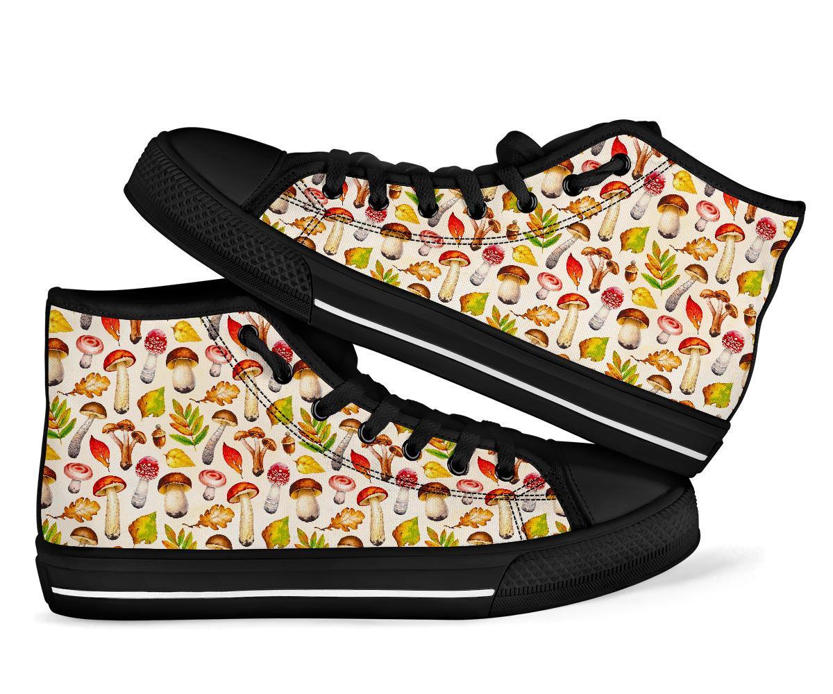 Pattern Print Mushroom Men Women's High Top Shoes-grizzshop