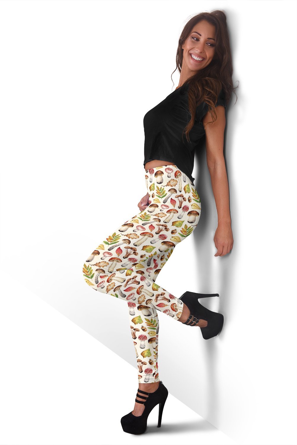 Pattern Print Mushroom Women Leggings-grizzshop