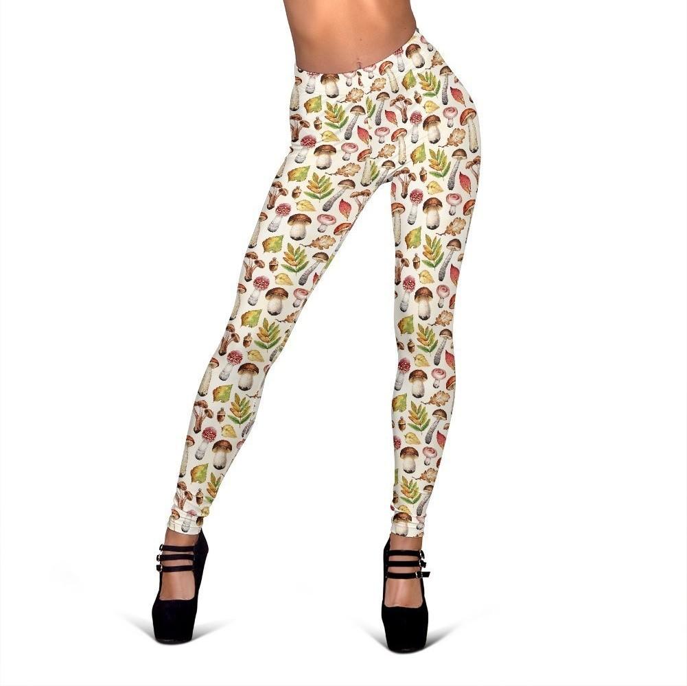 Pattern Print Mushroom Women Leggings-grizzshop