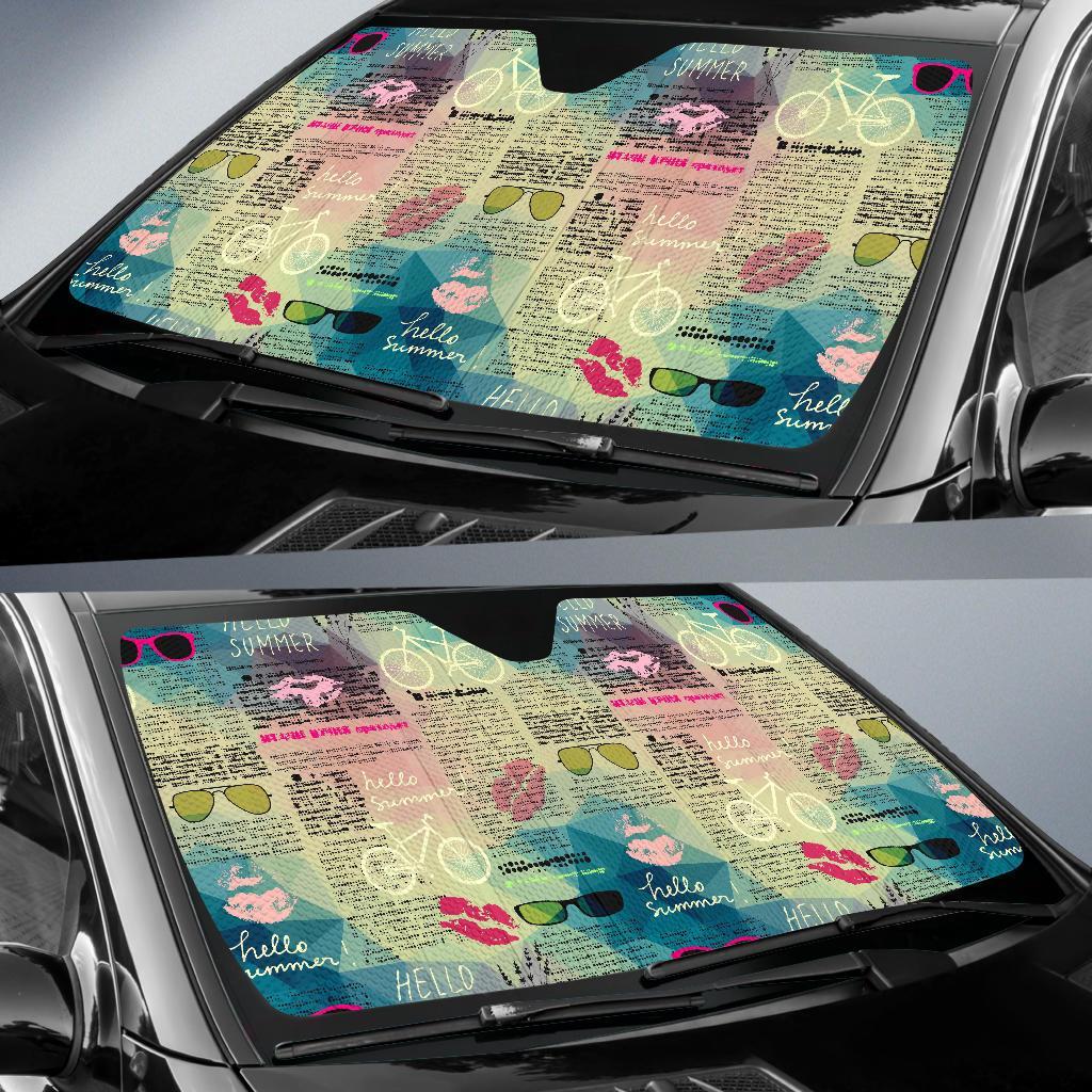 Pattern Print Newspaper Car Sun Shade-grizzshop