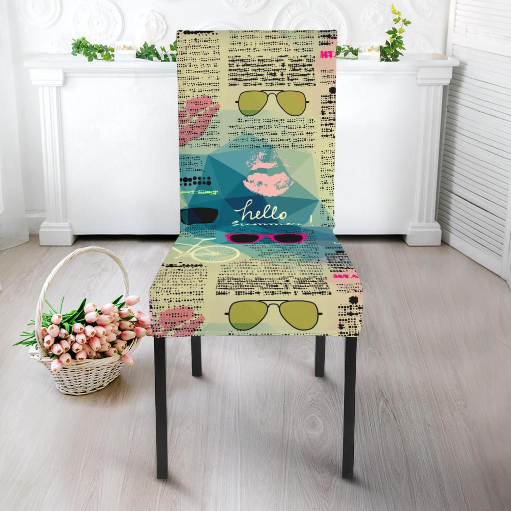 Pattern Print Newspaper Chair Cover-grizzshop