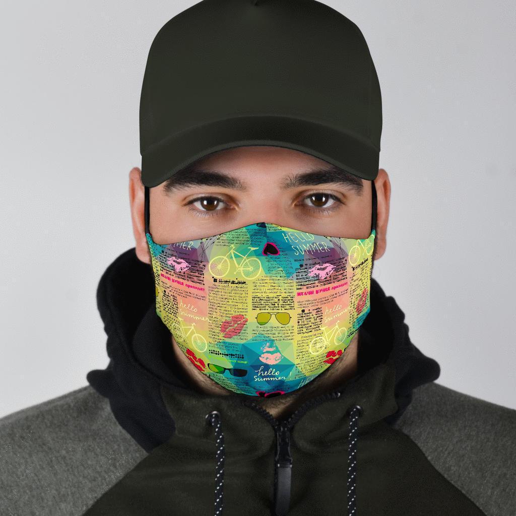 Pattern Print Newspaper Face Mask-grizzshop