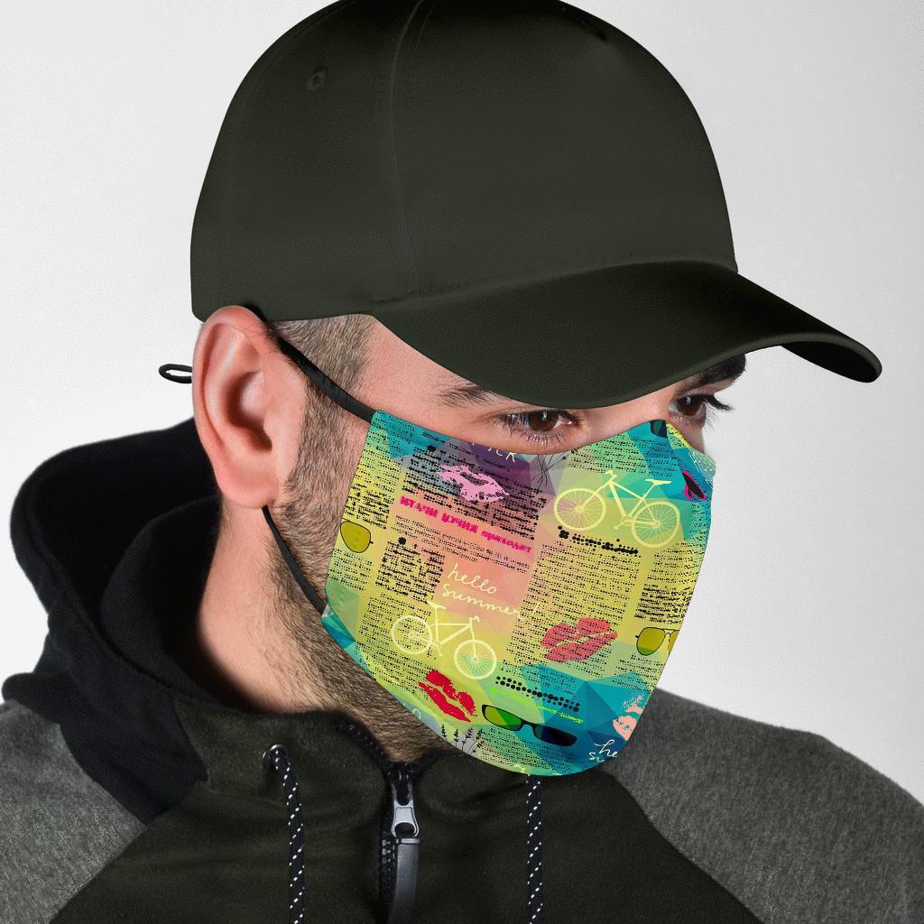 Pattern Print Newspaper Face Mask-grizzshop