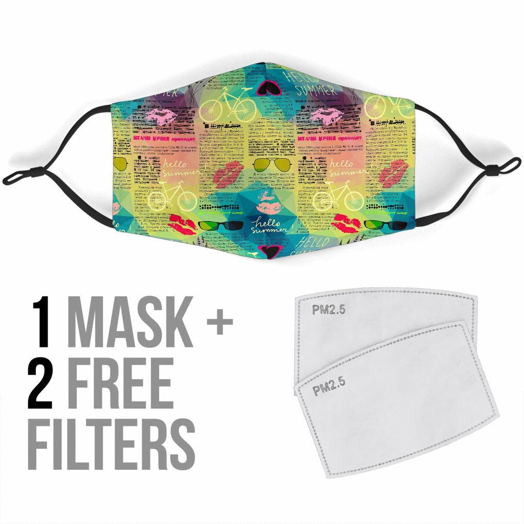 Pattern Print Newspaper Face Mask-grizzshop