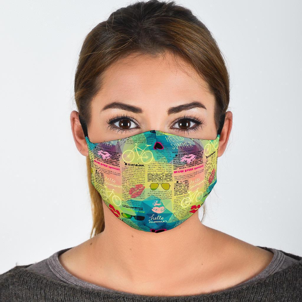 Pattern Print Newspaper Face Mask-grizzshop