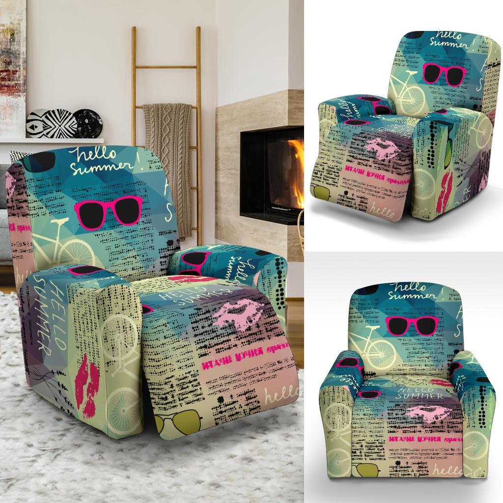 Pattern Print Newspaper Recliner Cover-grizzshop