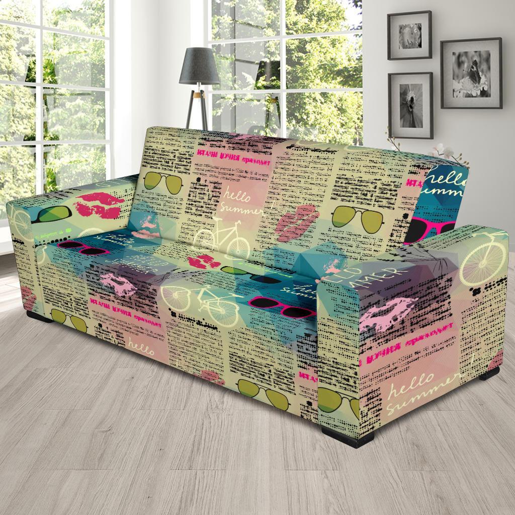 Pattern Print Newspaper Sofa Covers-grizzshop