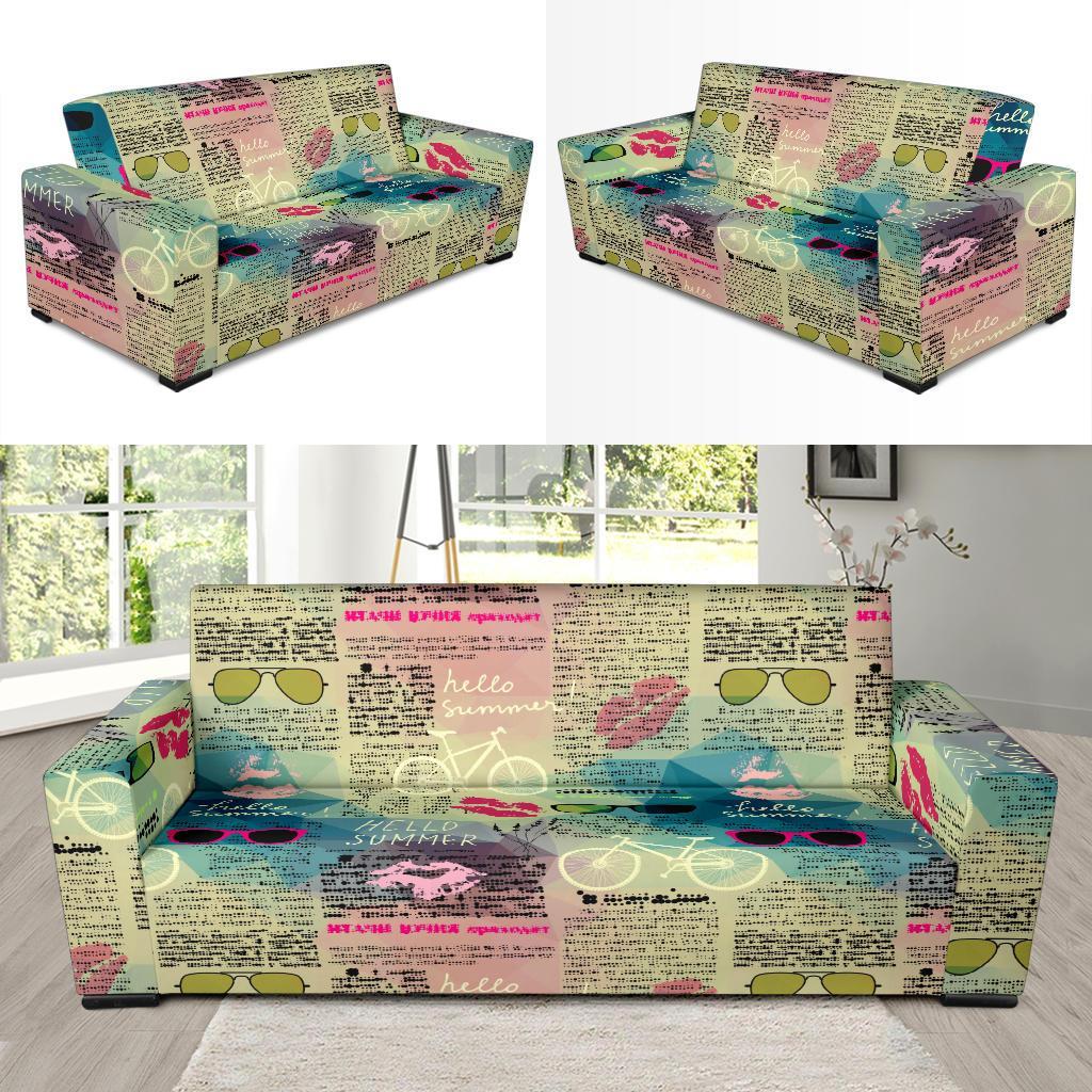 Pattern Print Newspaper Sofa Covers-grizzshop