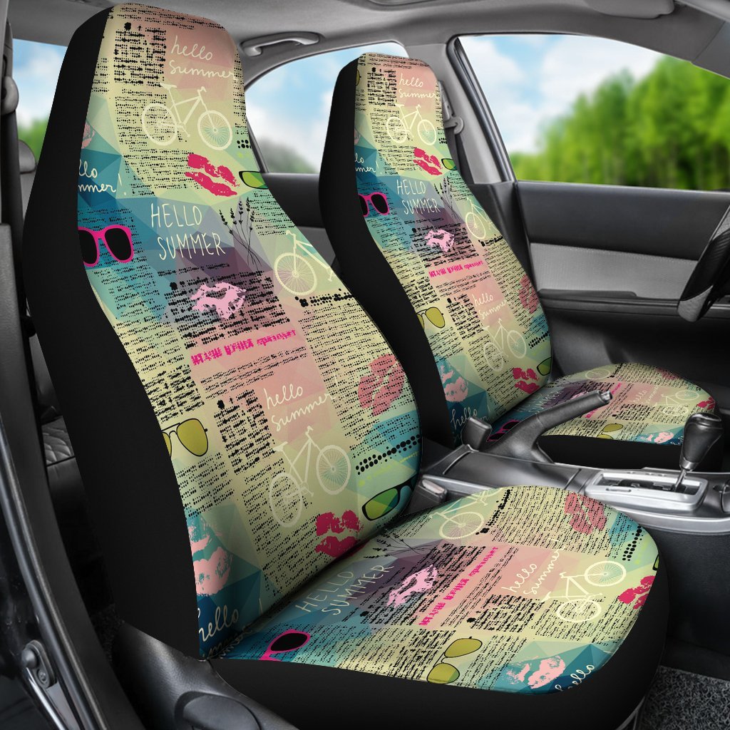 Pattern Print Newspaper Universal Fit Car Seat Cover-grizzshop