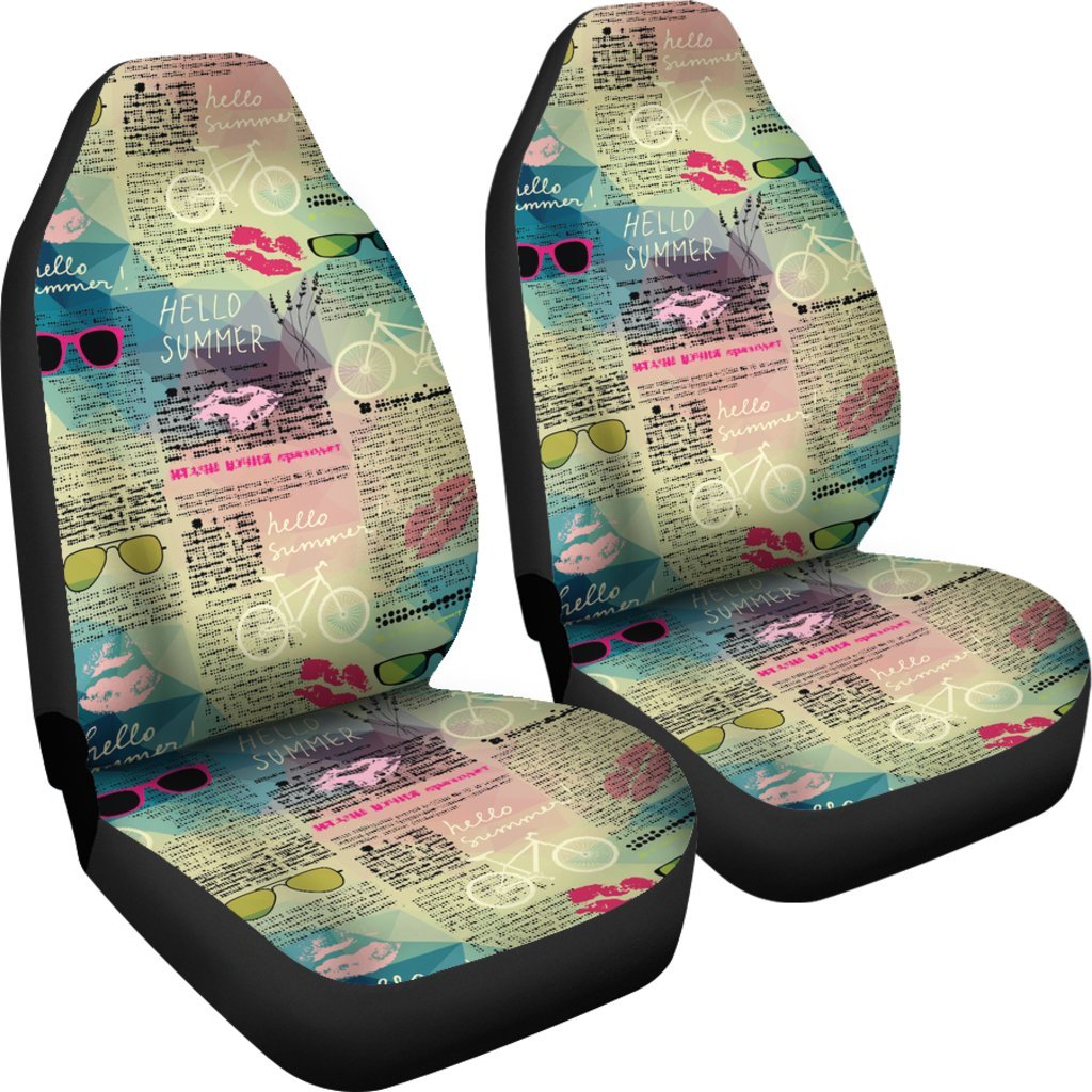 Pattern Print Newspaper Universal Fit Car Seat Cover-grizzshop