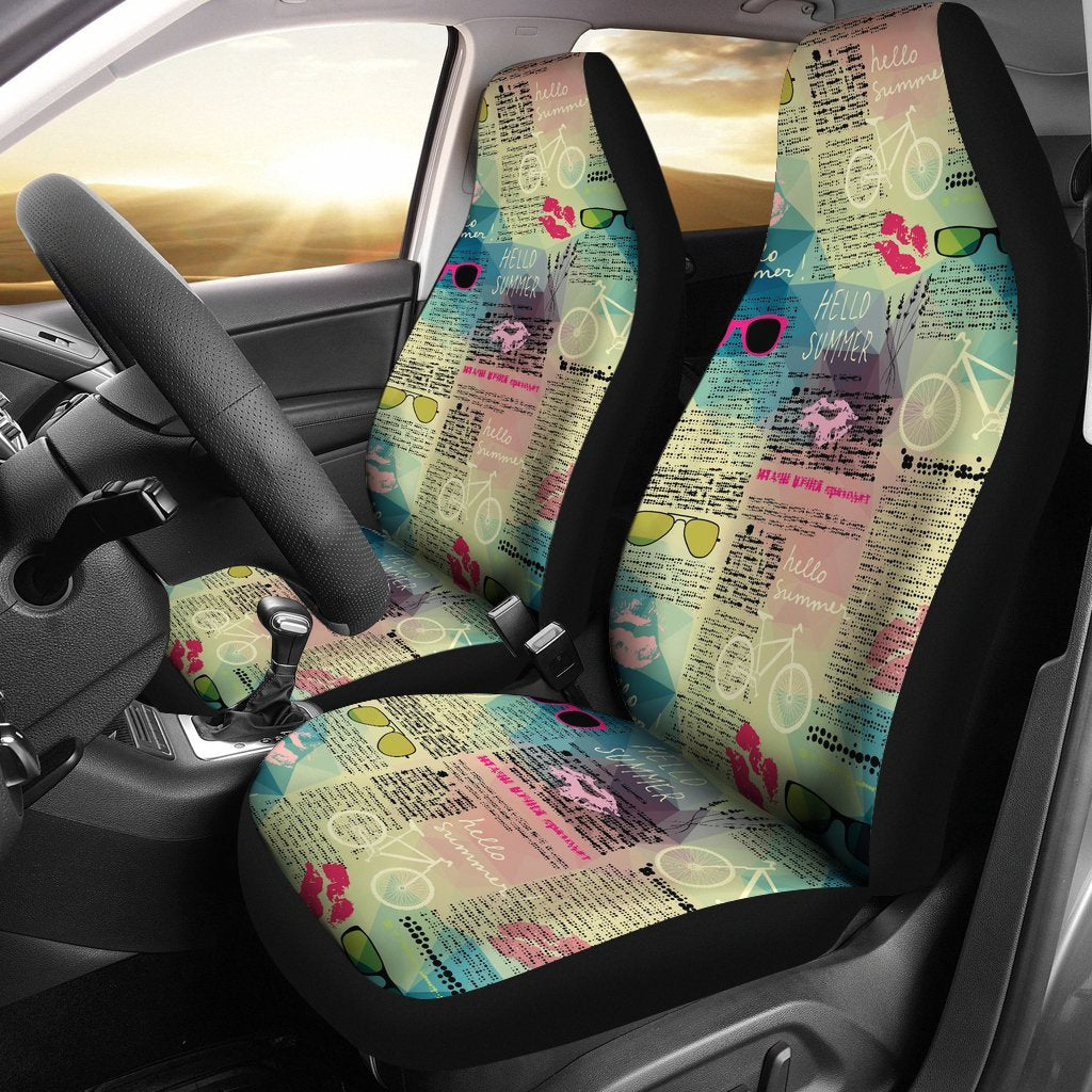 Pattern Print Newspaper Universal Fit Car Seat Cover-grizzshop