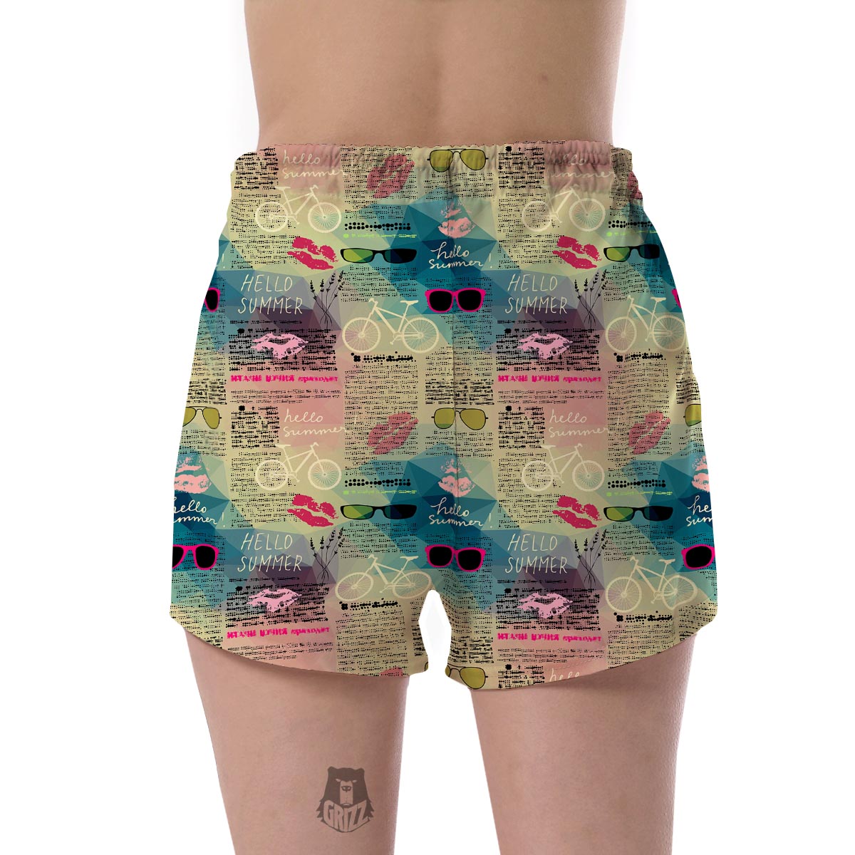 Pattern Print Newspaper Women's Shorts-grizzshop