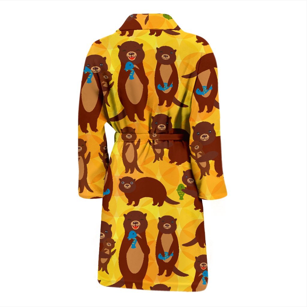 Pattern Print Otter Men Long Robe-grizzshop