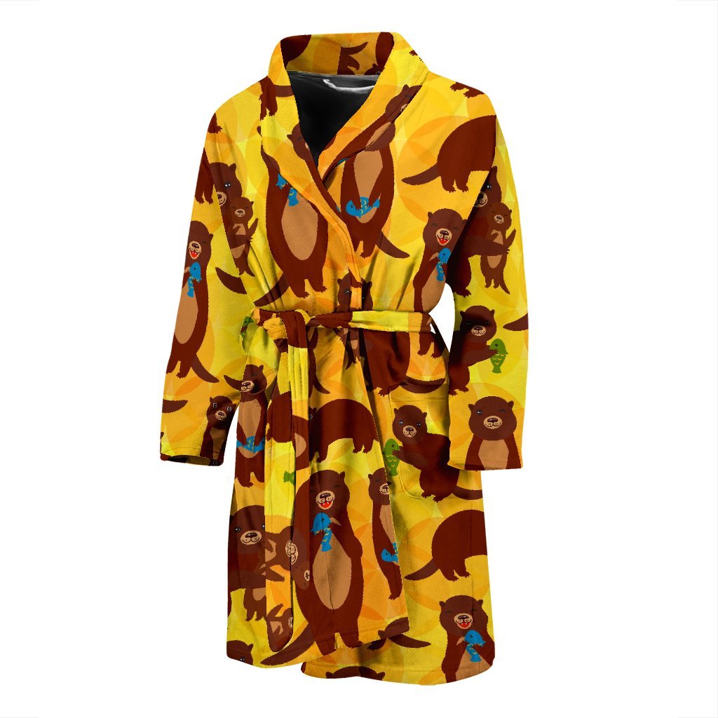 Pattern Print Otter Men Long Robe-grizzshop