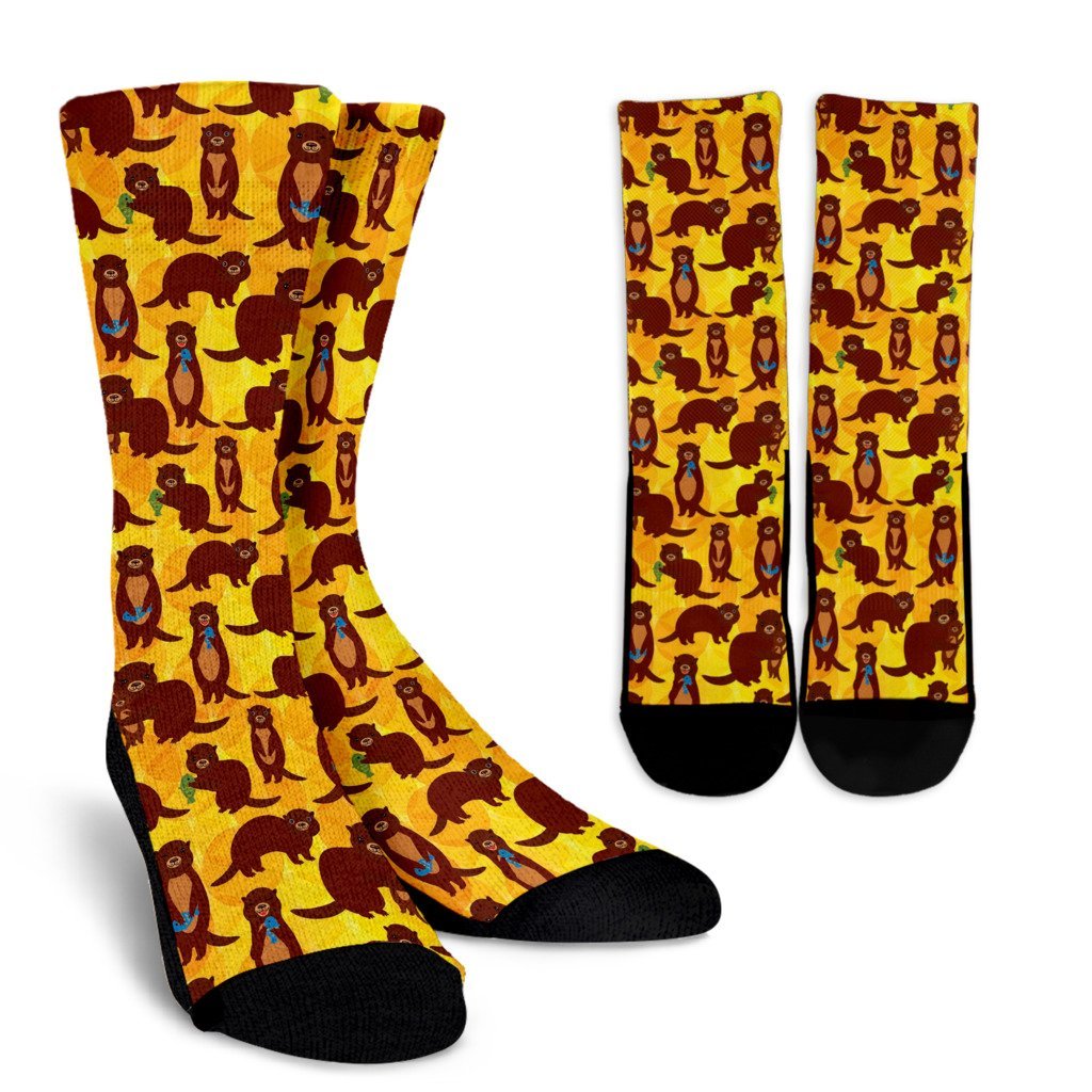 Pattern Print Otter Unisex Crew Socks-grizzshop