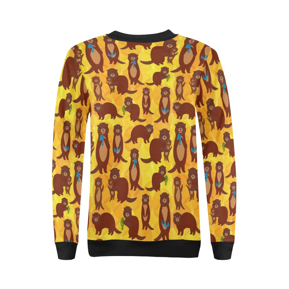 Pattern Print Otter Women Crewneck Sweatshirt-grizzshop