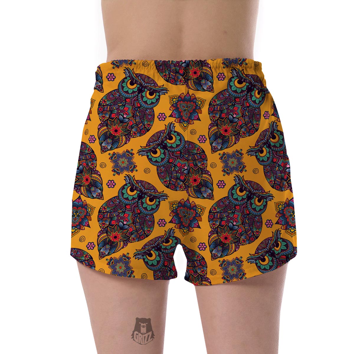 Pattern Print Owl Ornamental Women's Shorts-grizzshop