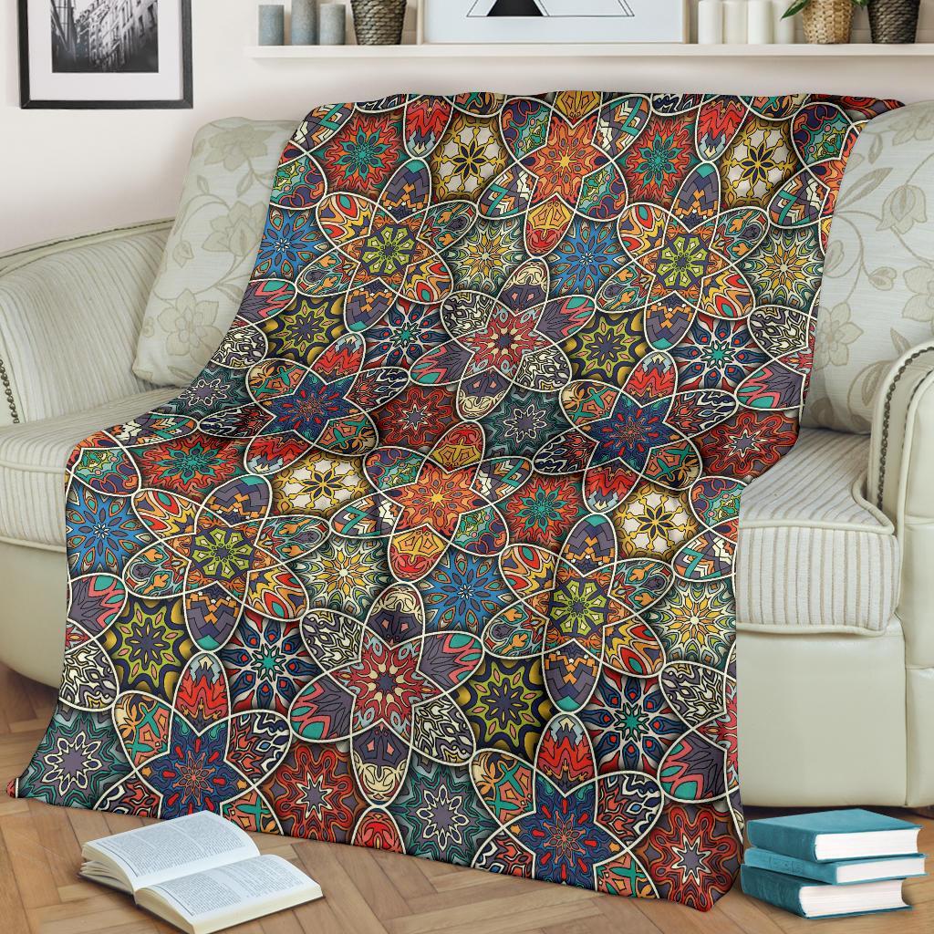 Pattern Print Patchwork Blanket-grizzshop