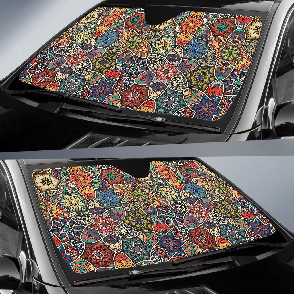 Pattern Print Patchwork Car Sun Shade-grizzshop