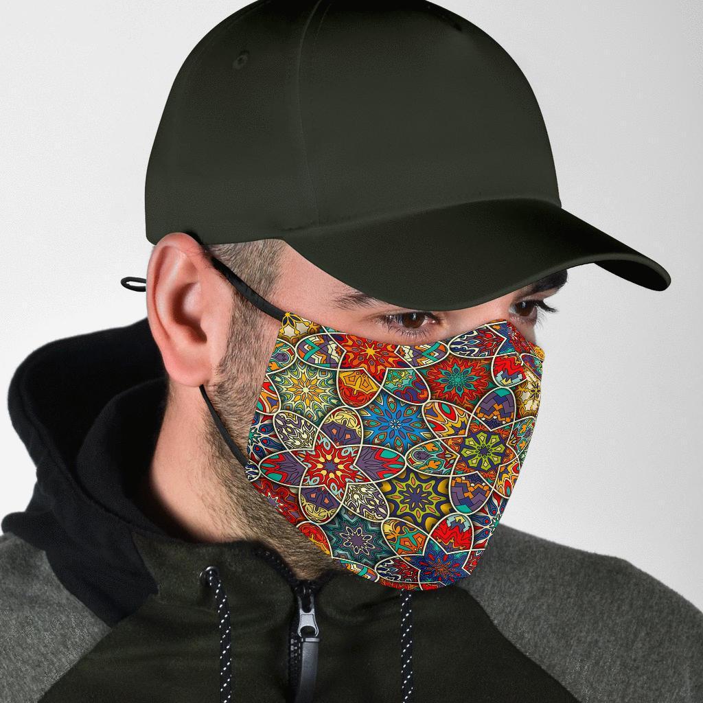 Pattern Print Patchwork Face Mask-grizzshop