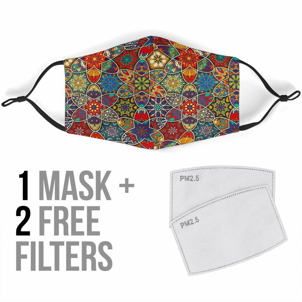 Pattern Print Patchwork Face Mask-grizzshop