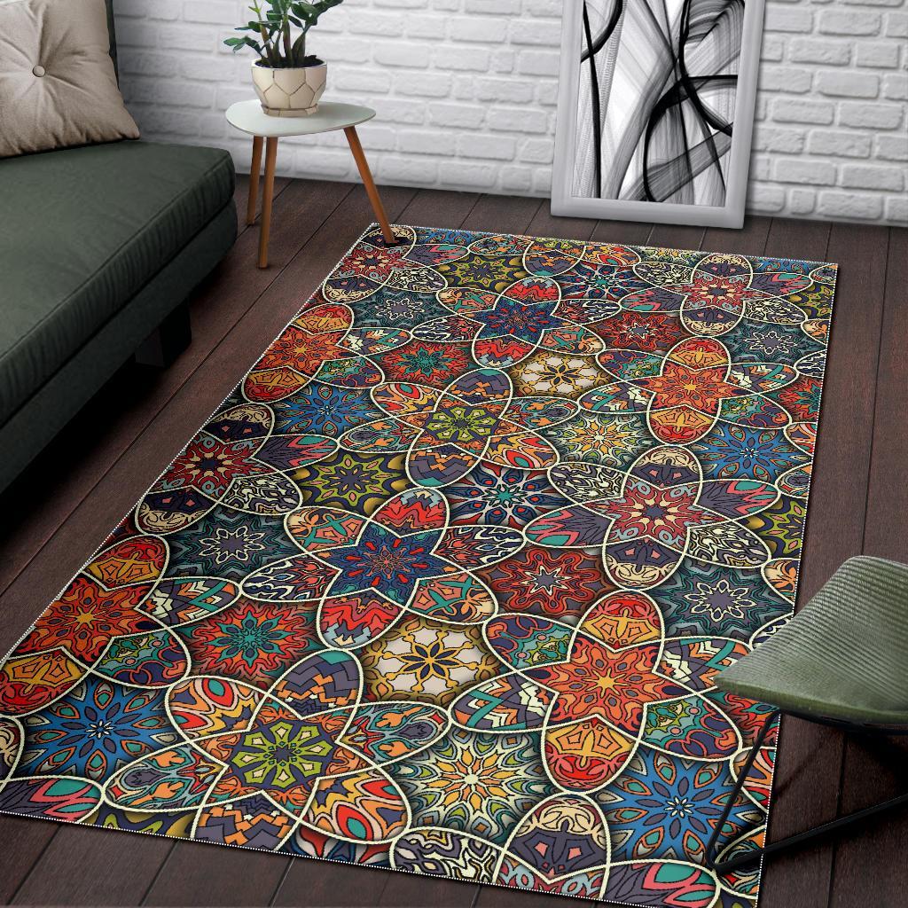 Pattern Print Patchwork Floor Mat-grizzshop