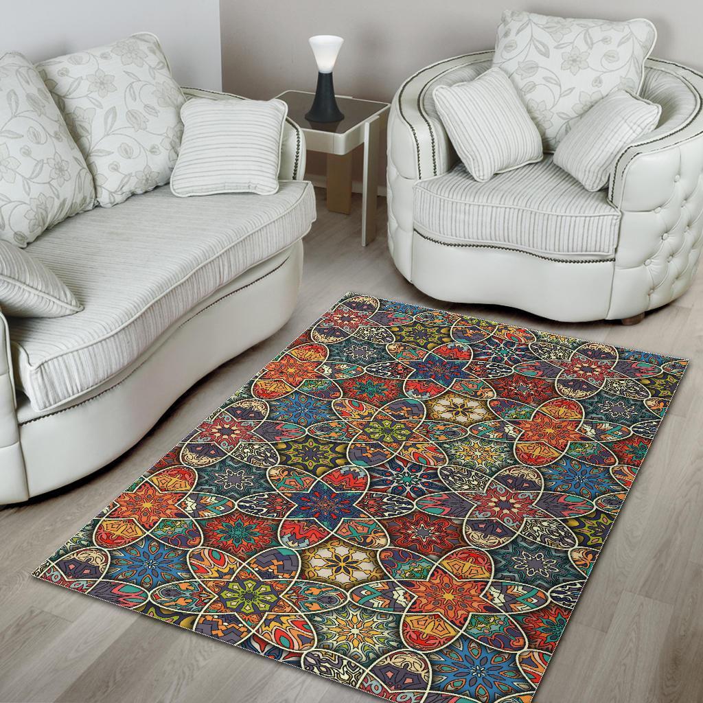 Pattern Print Patchwork Floor Mat-grizzshop