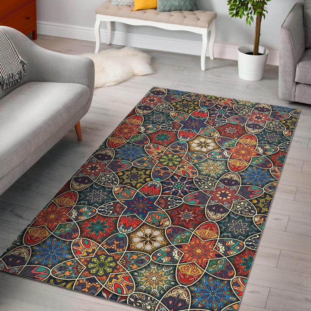 Pattern Print Patchwork Floor Mat-grizzshop