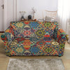 Pattern Print Patchwork Loveseat Cover-grizzshop