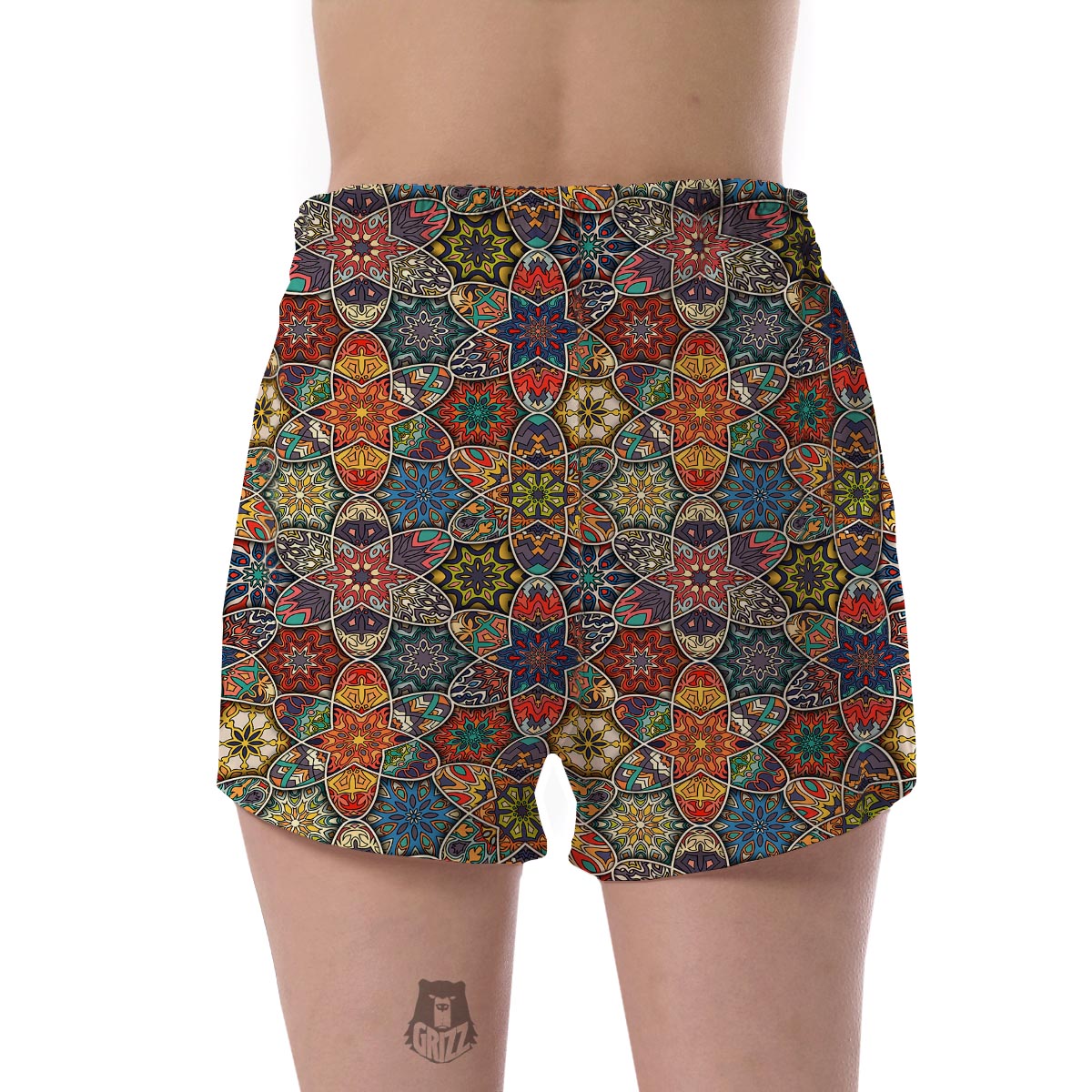 Pattern Print Patchwork Women's Shorts-grizzshop