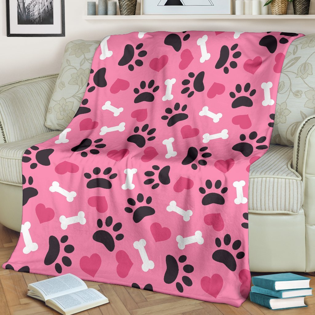 Pattern Print Paw Blanket-grizzshop