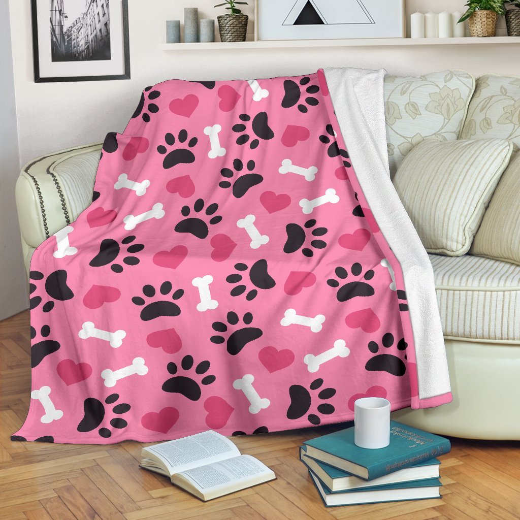 Pattern Print Paw Blanket-grizzshop