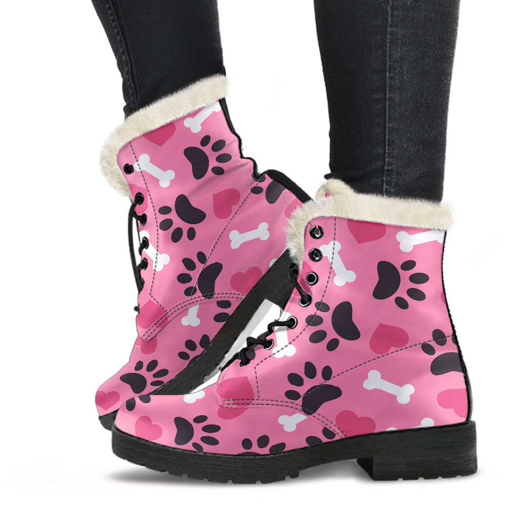 Pattern Print Paw Comfy Winter Boots-grizzshop