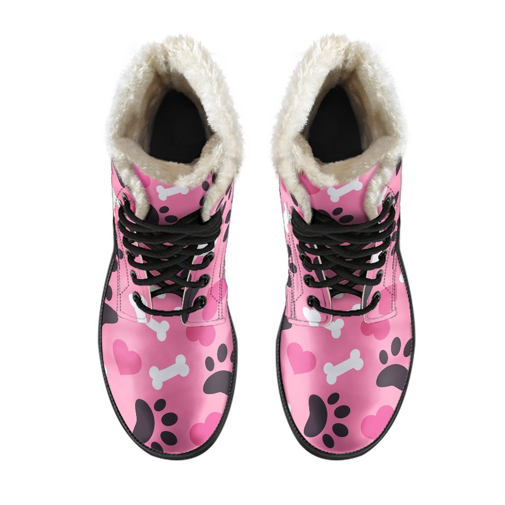 Pattern Print Paw Comfy Winter Boots-grizzshop