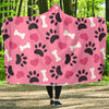 Pattern Print Paw Hooded Blanket-grizzshop