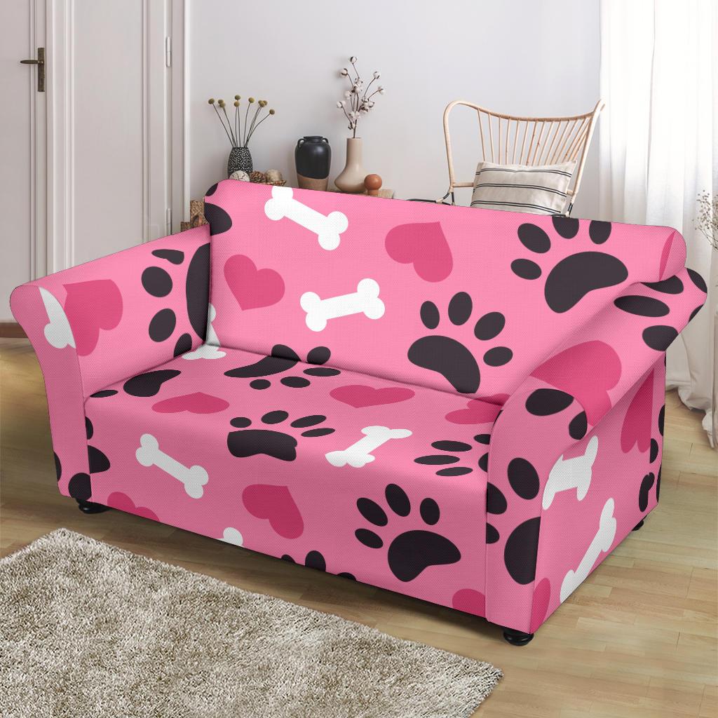 Pattern Print Paw Loveseat Cover-grizzshop