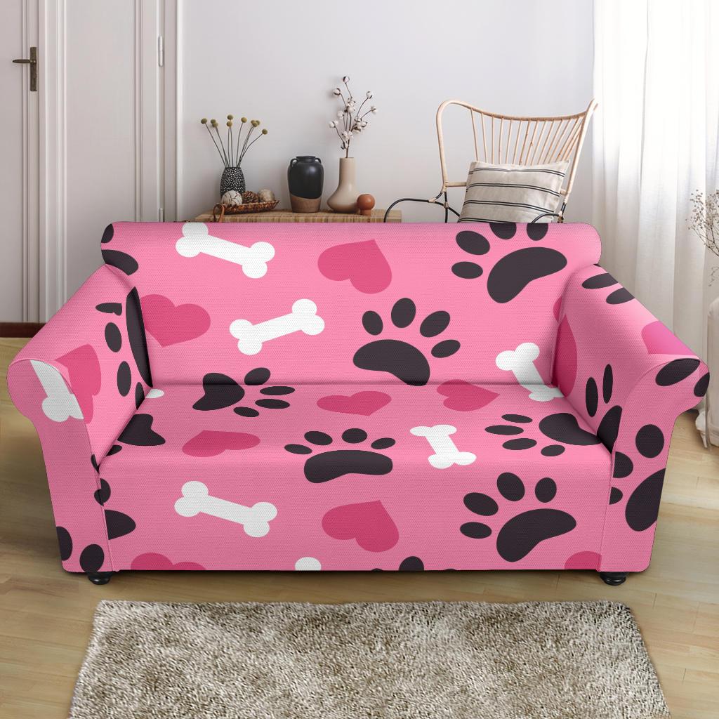 Pattern Print Paw Loveseat Cover-grizzshop