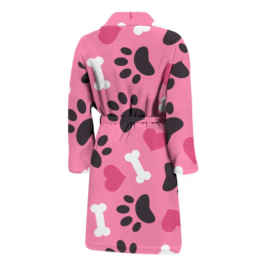 Pattern Print Paw Men Long Robe-grizzshop