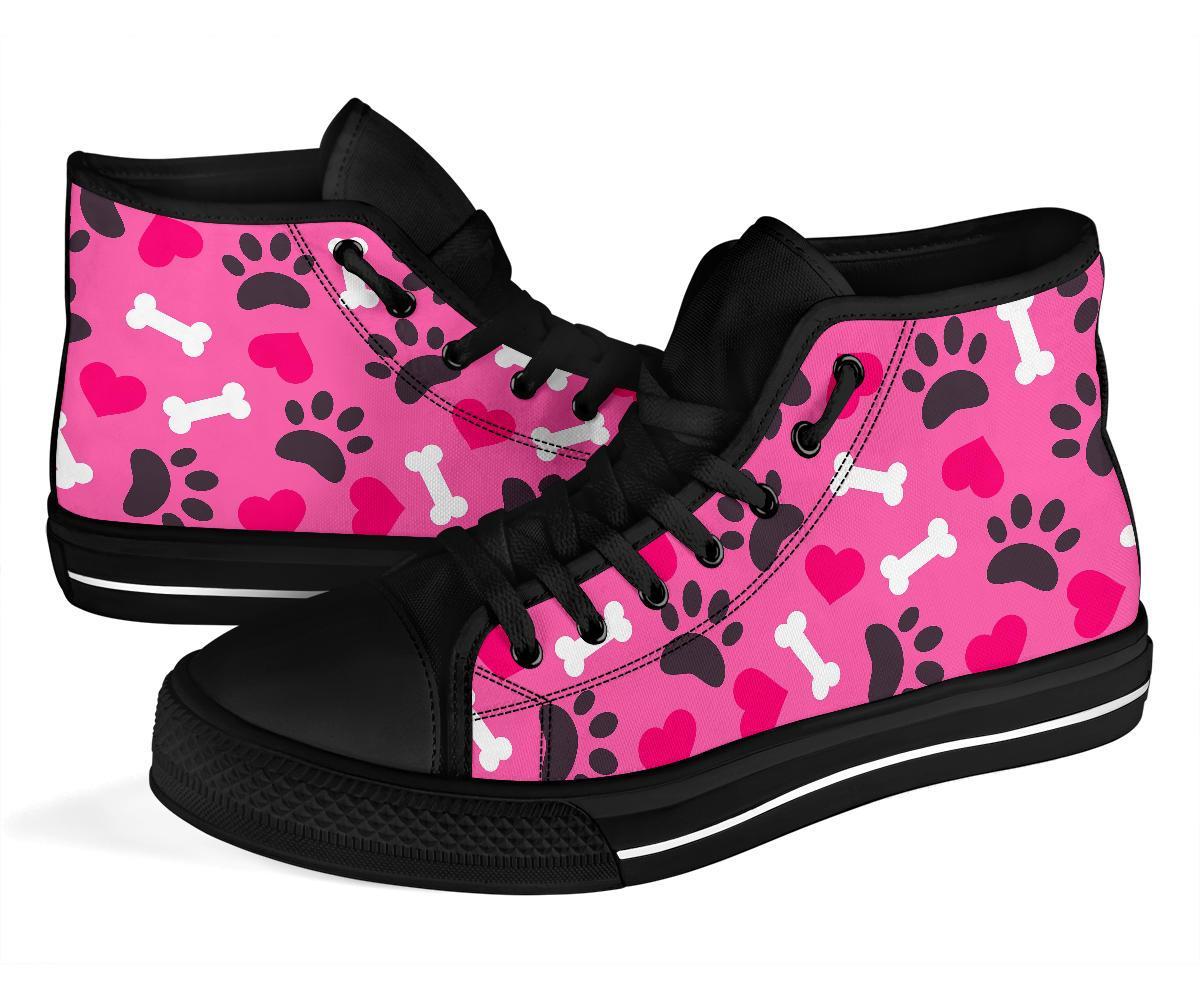Pattern Print Paw Men Women's High Top Shoes-grizzshop