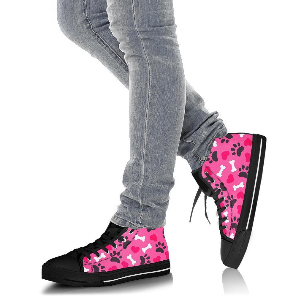 Pattern Print Paw Men Women's High Top Shoes-grizzshop