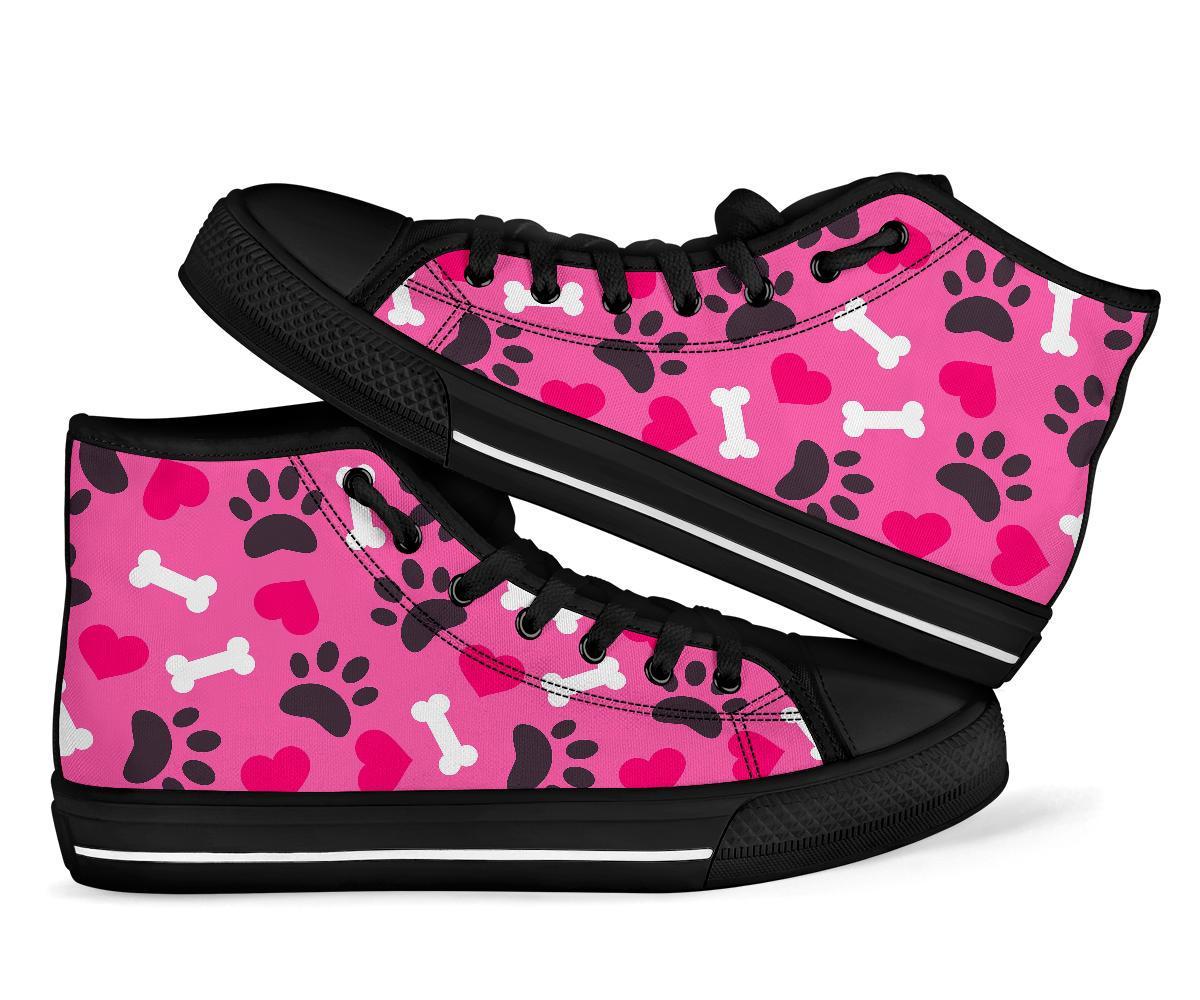 Pattern Print Paw Men Women's High Top Shoes-grizzshop