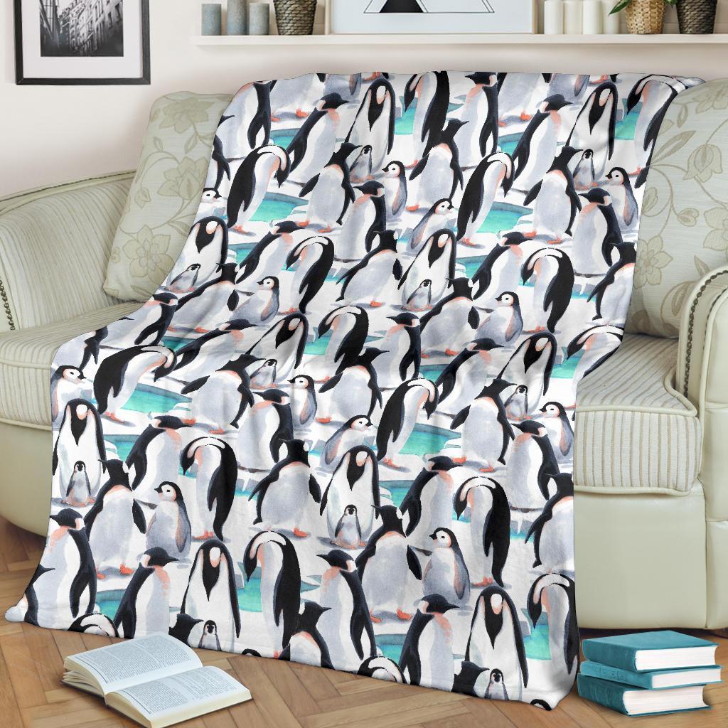 Pattern Print Penguin Blanket-grizzshop