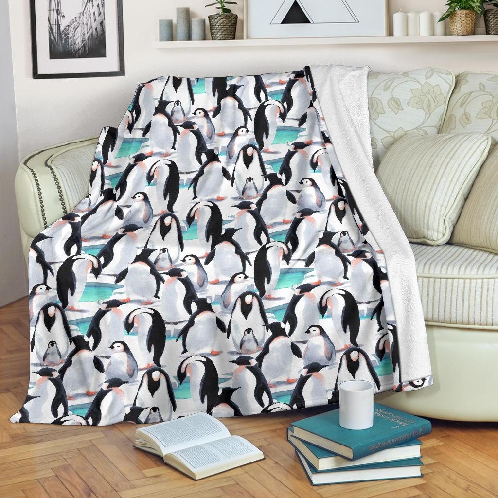 Pattern Print Penguin Blanket-grizzshop