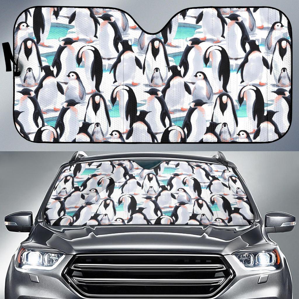 Pattern Print Penguin Car Sun Shade-grizzshop