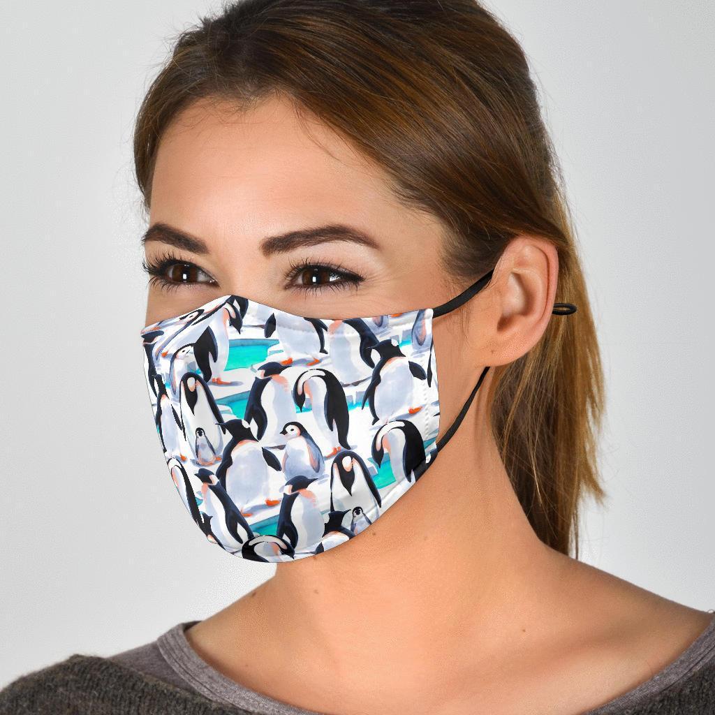 Pattern Print Penguin Face Mask-grizzshop